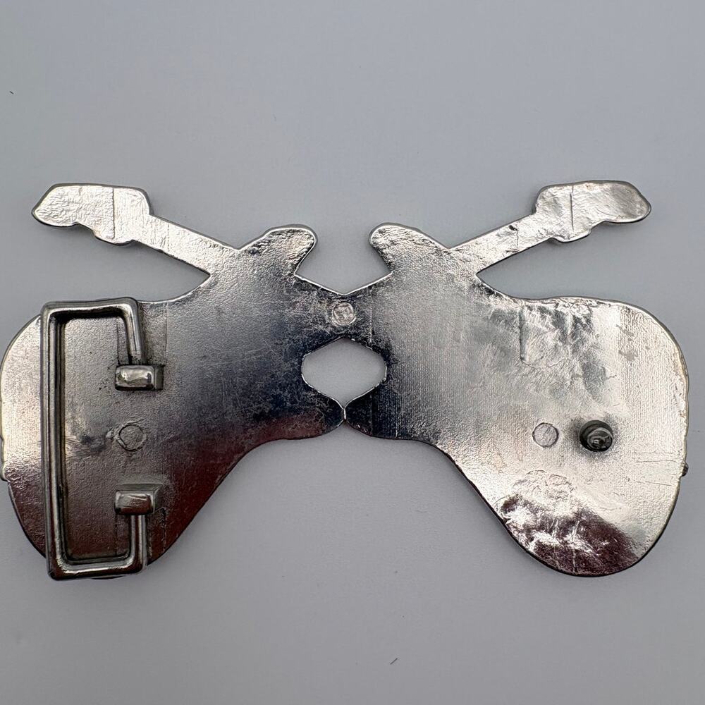 Silver-Tone Crossed Guitars Belt Buckle - Picture 2 of 2